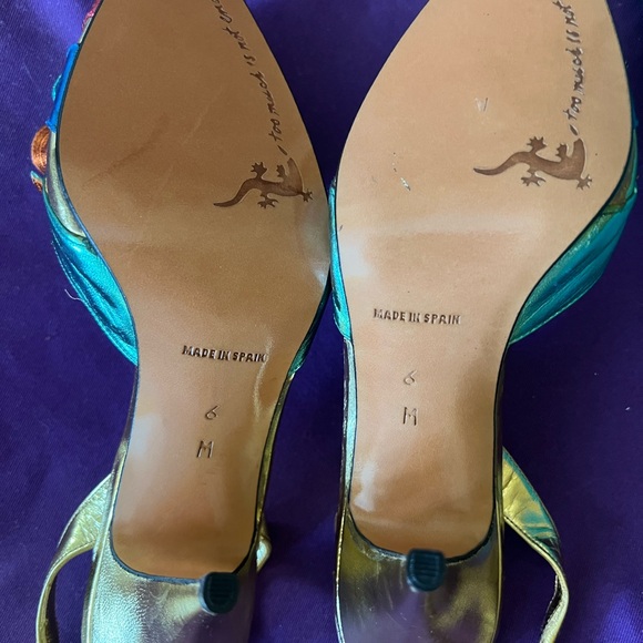 Beverly Feldman  rainbow 🌈 metallic sling back Size 6 shoes 🌟 Excellent 👠 - Picture 4 of 10